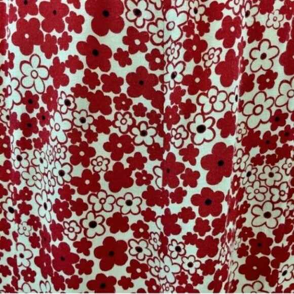 Vintage Floral Midi Skirt Cream and Red Size 2 - Picture 3 of 4